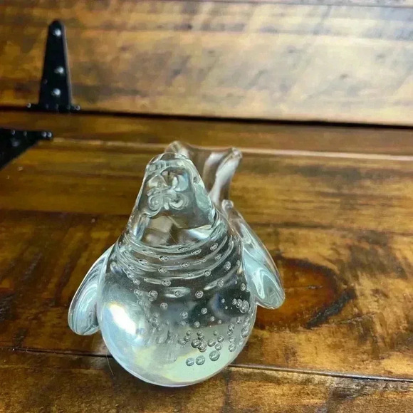 Vintage Clear Art Glass Bird Paperweight Figurine Controlled Bubbles Bullicante - Picture 2 of 8